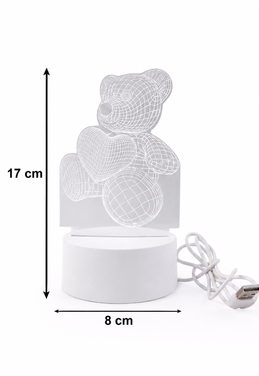 Livora Cute Teddy Bear 3D illusion LED Night Lamp With USB Power -Romantic Decorative Table Light