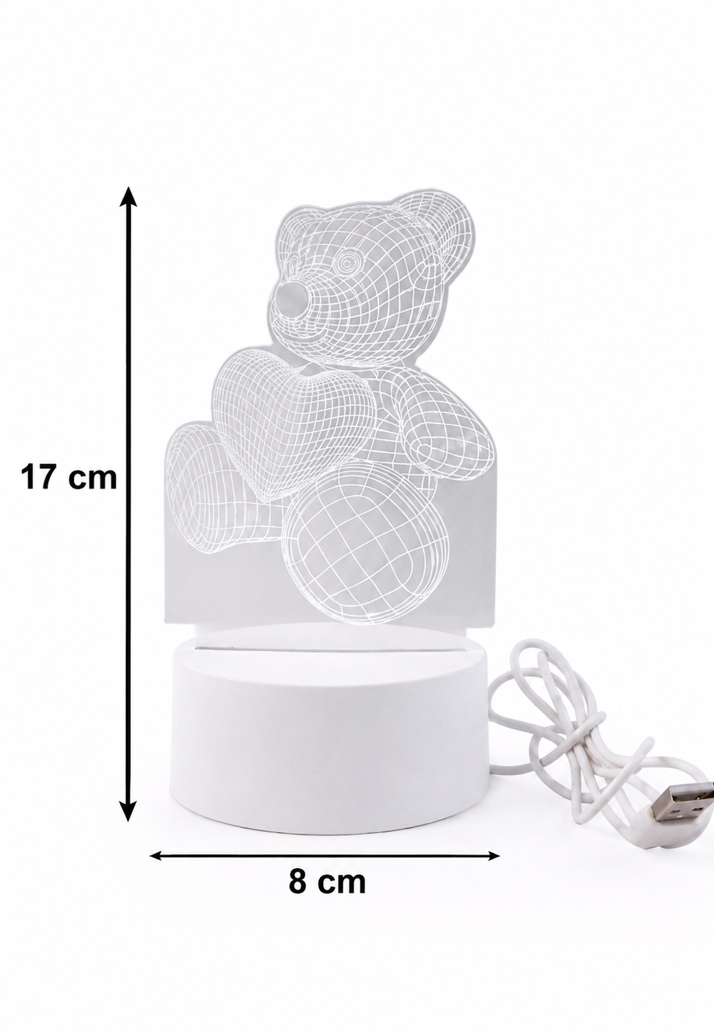 Livora Cute Teddy Bear 3D illusion LED Night Lamp With USB Power -Romantic Decorative Table Light