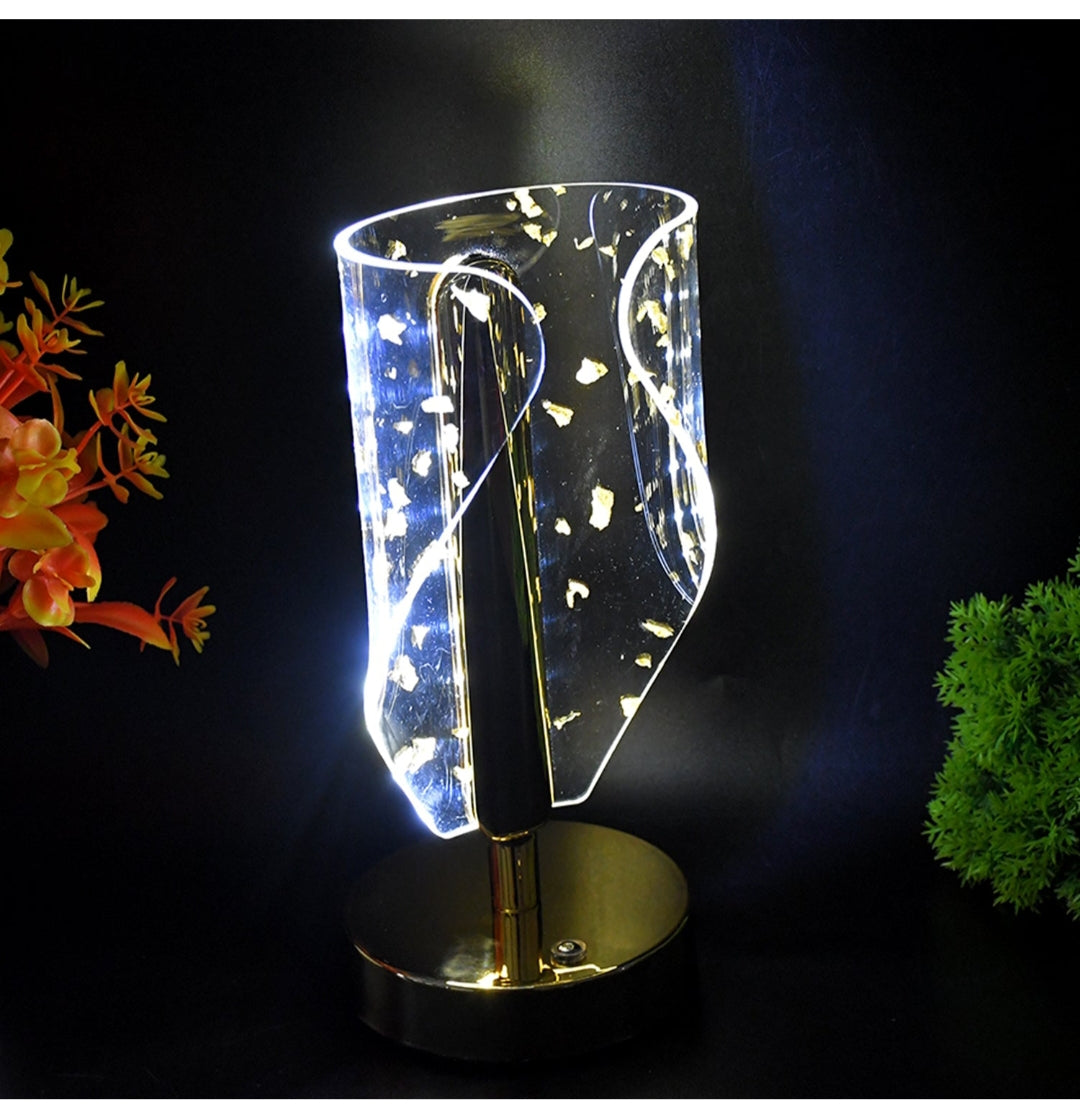 Livora Luxury Golden Leaf Design Crystal Table Lamp (1pc)