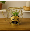 Livora Coffee Metal Planter Holder Decorative TableTop Plant Pot Stand
