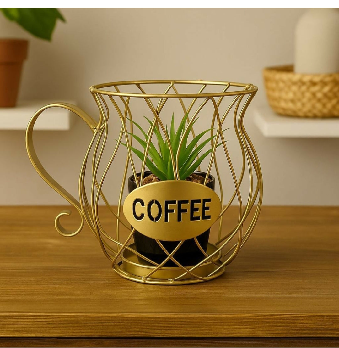 Livora Coffee Metal Planter Holder Decorative TableTop Plant Pot Stand