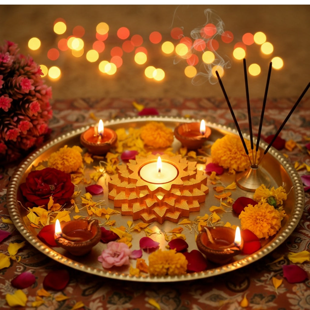 Livora Flower 5 Step Decorative Diya Multi purpose Tealight Candle Holder