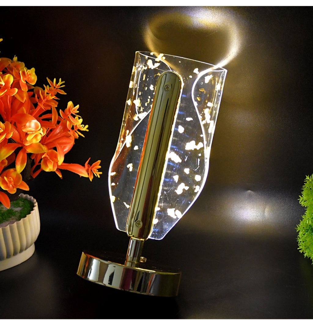 Livora Luxury Golden Leaf Design Crystal Table Lamp (1pc)