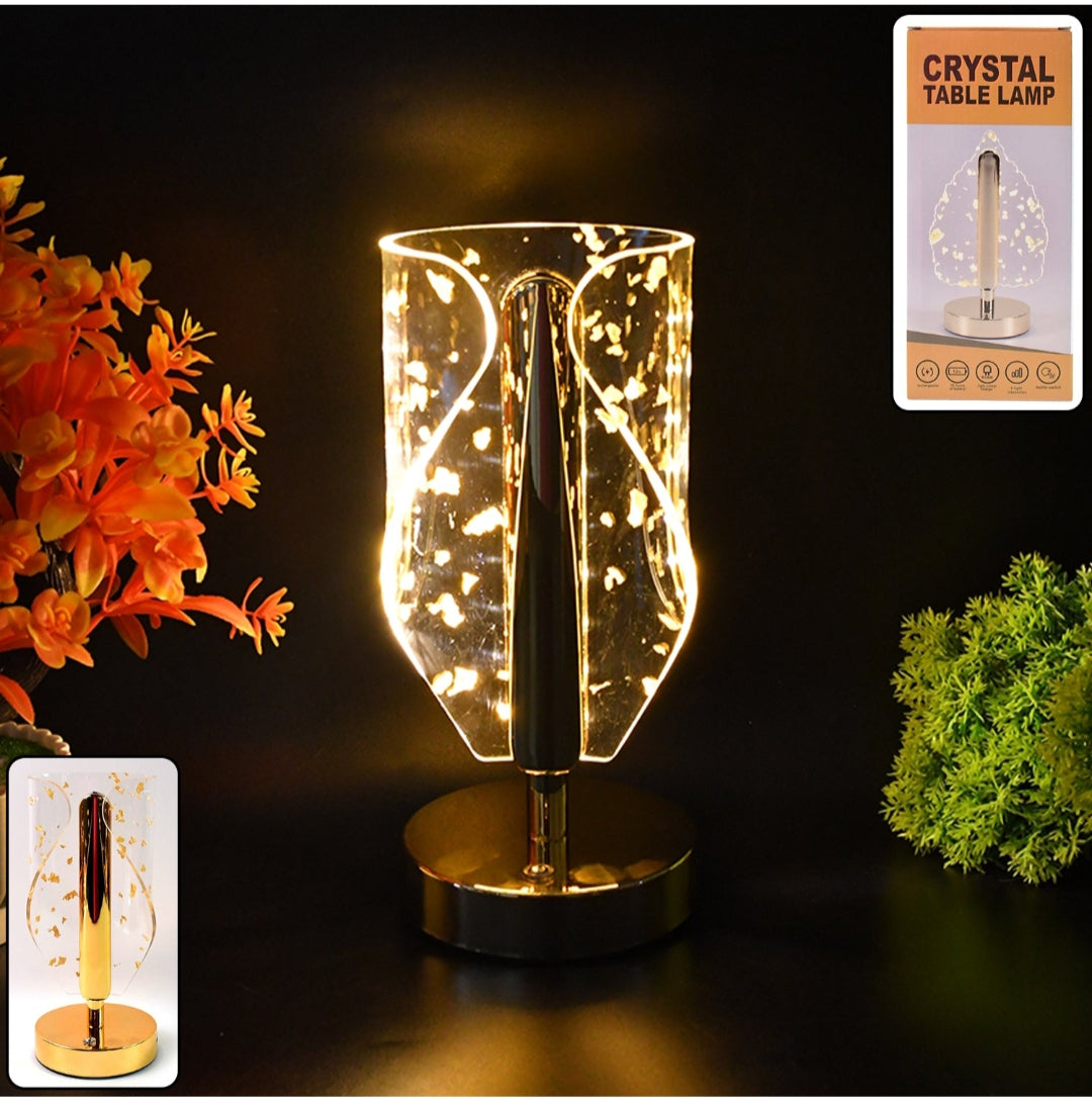 Livora Luxury Golden Leaf Design Crystal Table Lamp (1pc)