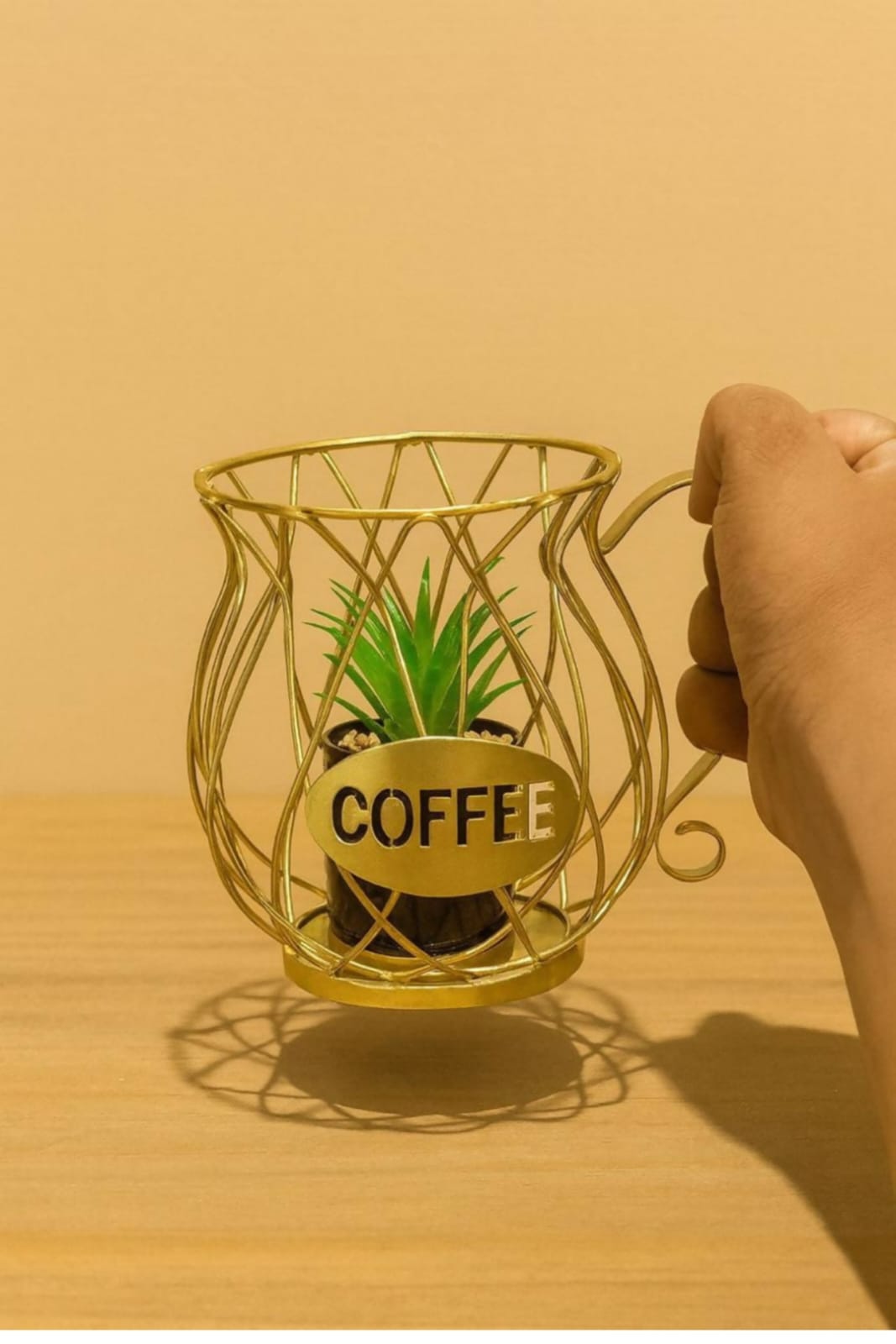 Livora Coffee Metal Planter Holder Decorative TableTop Plant Pot Stand