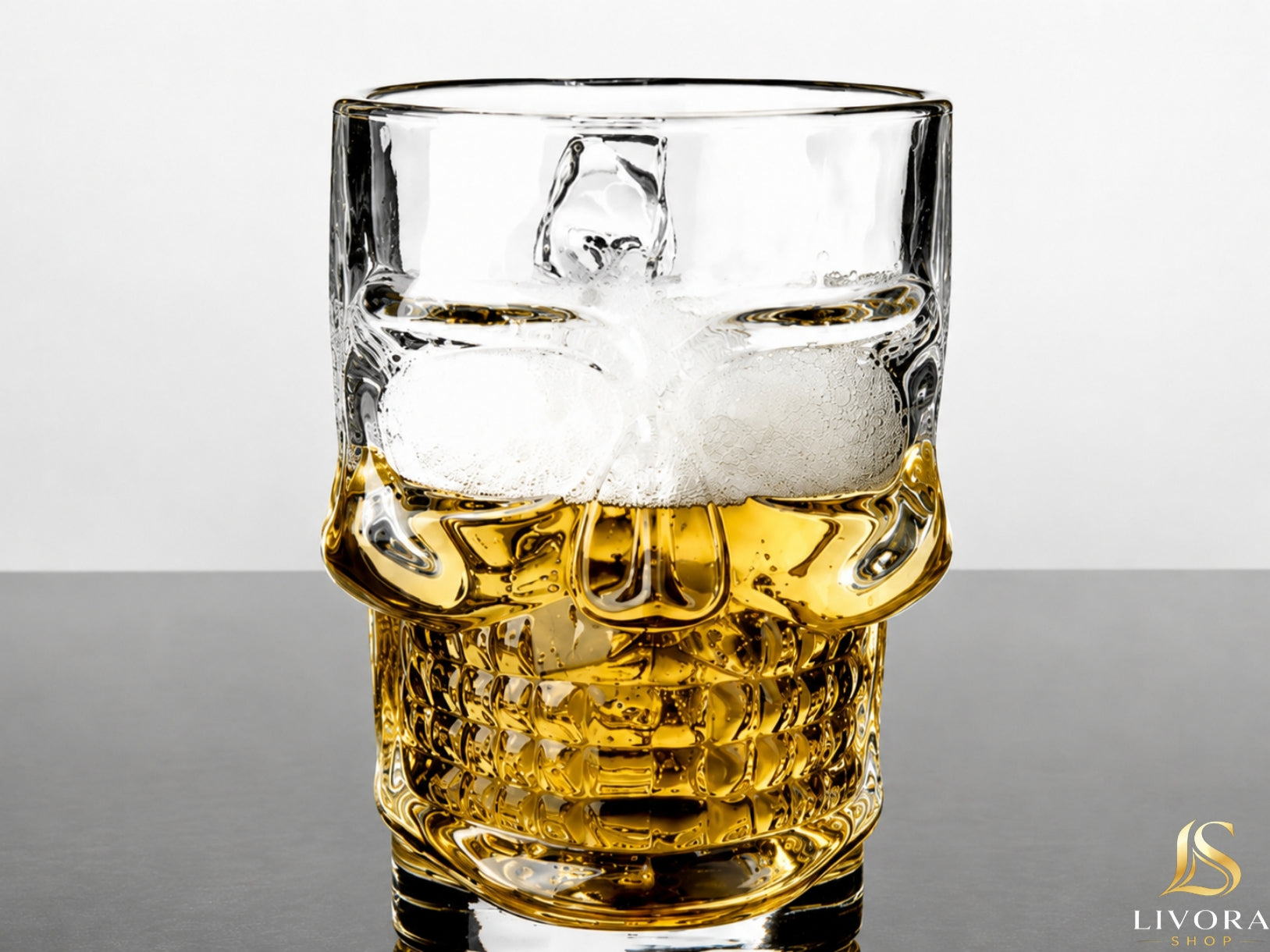 Livora Skull Design Glass Beer Mug 500ml (Set of 2)