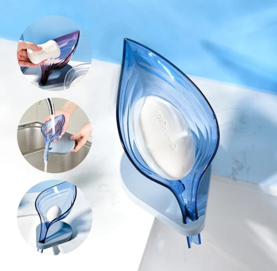 Livora Leaf Shape Box Self Draning Bathroom Soap Holder