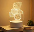 Livora Cute Teddy Bear 3D illusion LED Night Lamp With USB Power -Romantic Decorative Table Light