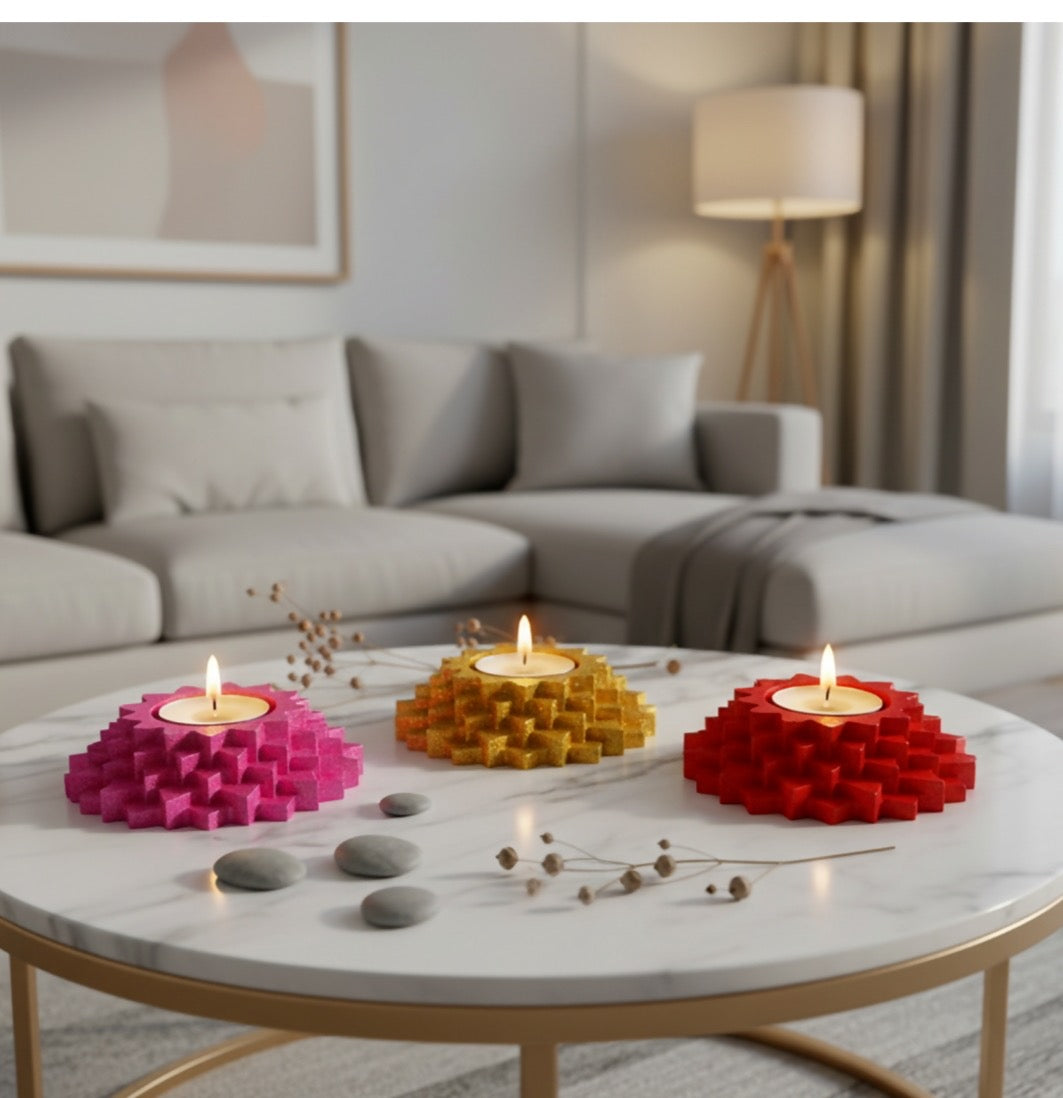 Livora Flower 5 Step Decorative Diya Multi purpose Tealight Candle Holder