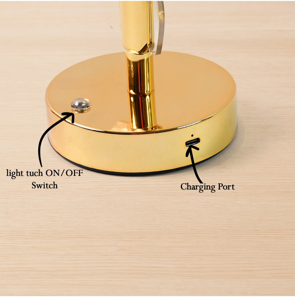 Livora Luxury Golden Leaf Design Crystal Table Lamp (1pc)