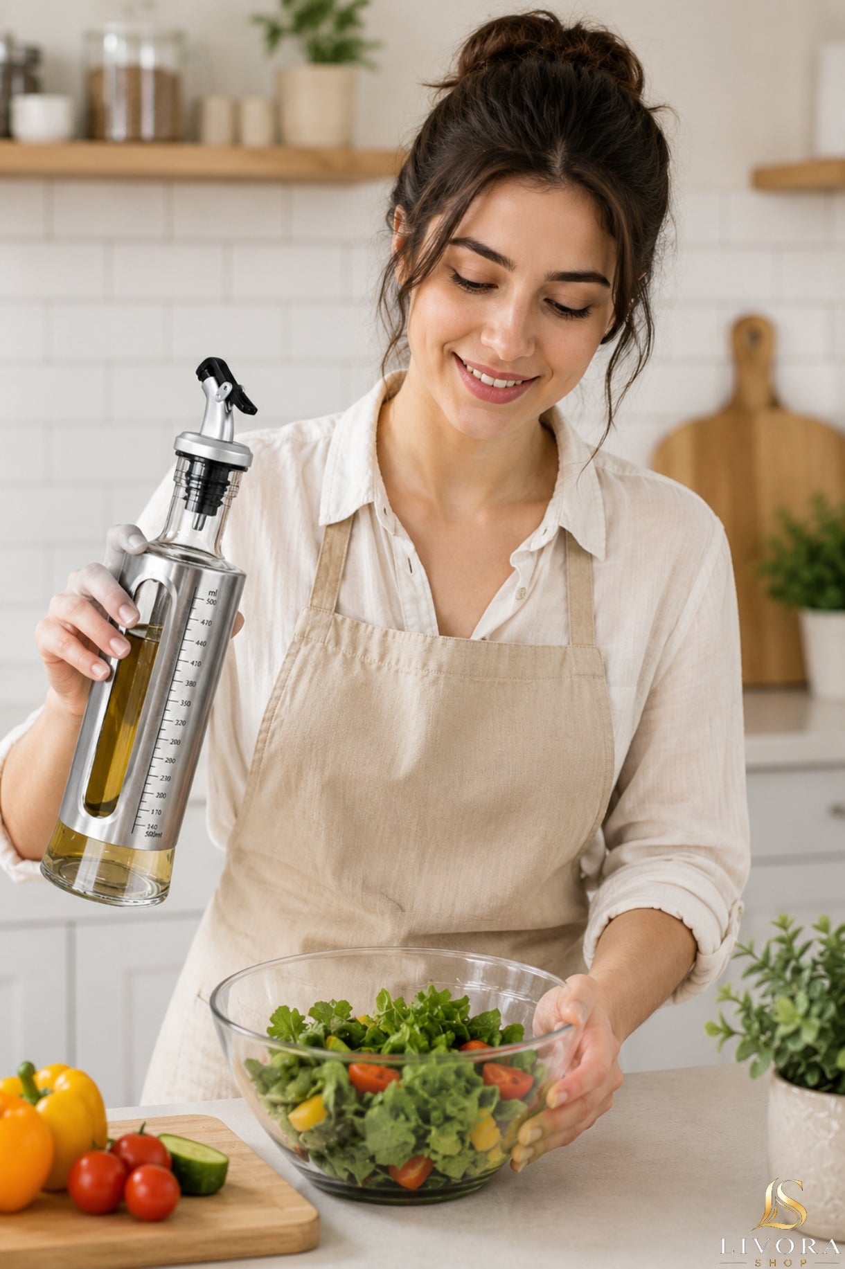 Livora Premium Oil Dispenser Bottle With Measurement Scale- LeakProof Kitchen Oil Pourer