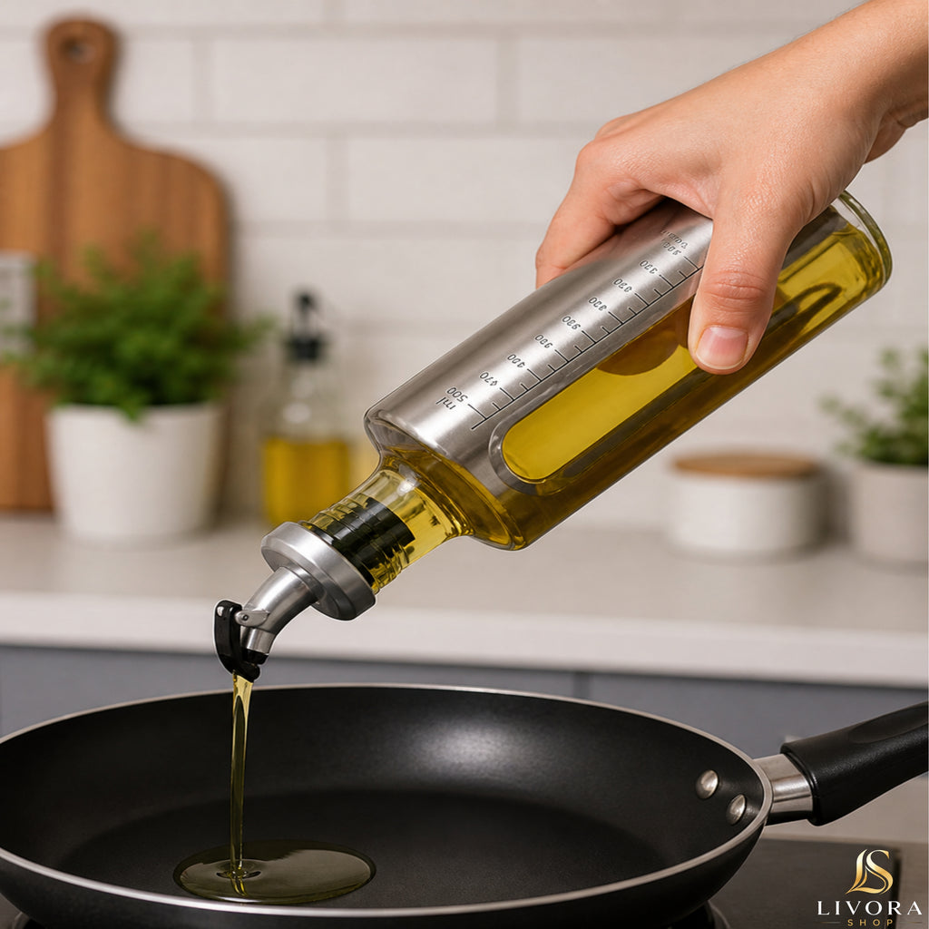 Livora Premium Oil Dispenser Bottle With Measurement Scale- LeakProof Kitchen Oil Pourer