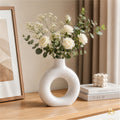 Livora Minimalist Nordic Ceramic Donut Vase - Modern Decorative Flower Vase For Home and Office